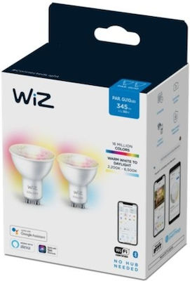 WiZ Умни LED Лампи 4.7W за Цокъл GU10 и Форма PAR16 RGB 345лм 2бр