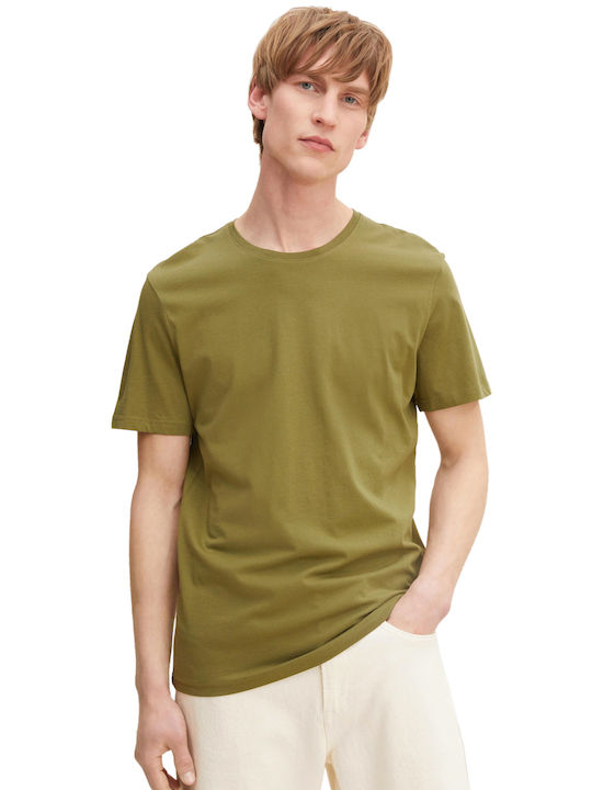 Tom Tailor T-shirt Bărbătesc cu Mânecă Scurtă Olive