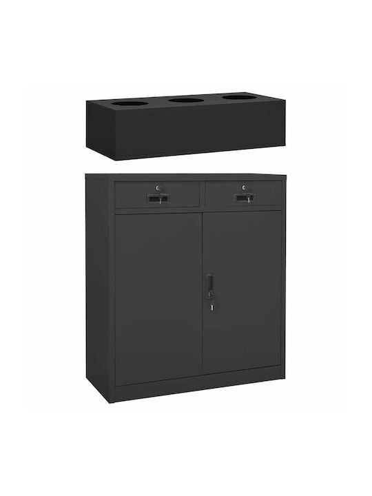 Double-leaf Metallic Outdoor Storage Cabinet with Locking Capability with 2 Shelves Anthracite 90x40x102 cm