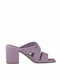Mules with Chunky High Heel in Lilac Color