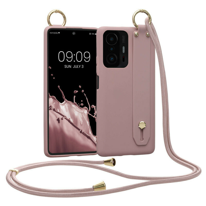 Kwmobile Finger Holder Back Cover Σιλικόνης με Λουράκι Rose Tan Xiaomi 11t 11t Pro Skroutzgr 9274