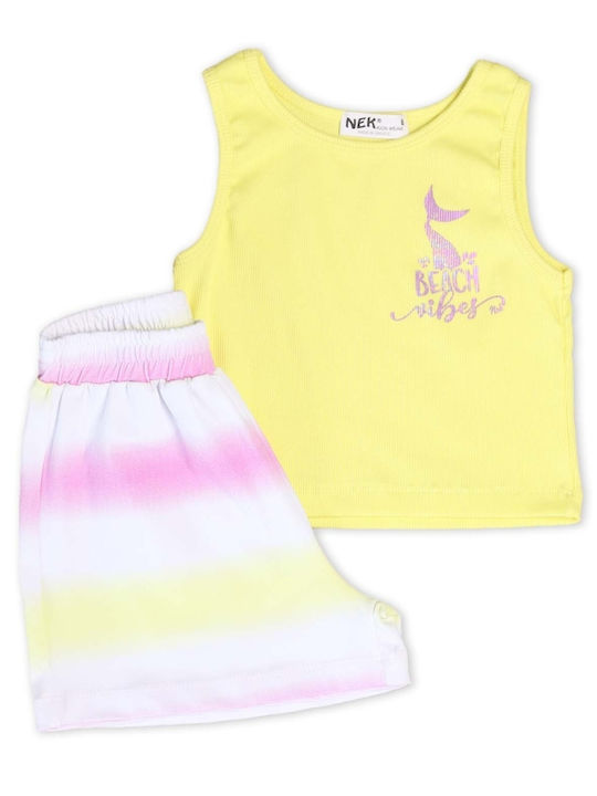 Nek Kids Wear Set pentru copii cu Șorturi Vara 2buc Galben