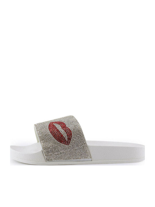 Love4shoes 2288-0183 Silver Slides