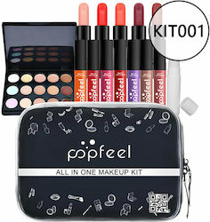 Popfeel Makeup Set for Eyes & Lips with Toiletry Bag 10pcs