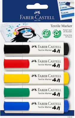 Faber-Castell Textile Marker Set de Markere Multicolori pentru Material textil Practic 5buc
