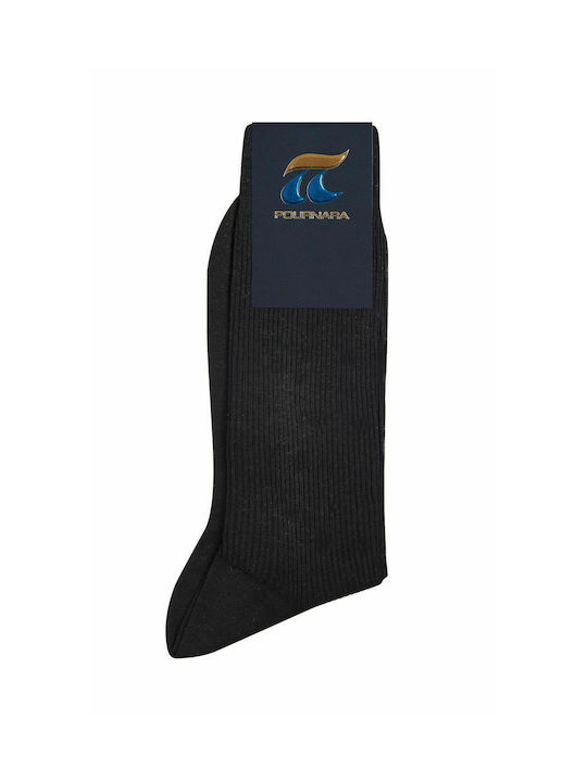 Pournara Herren Einfarbige Socken Schwarz 1Pack