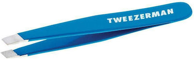 Tweezerman Eyebrow Tweezer with Curved Tip Mini Slant Blue 1pcs