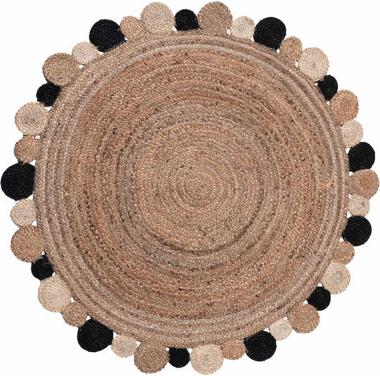 Silk Fashion 1732 Teppich Rund Sommer aus Jute Black