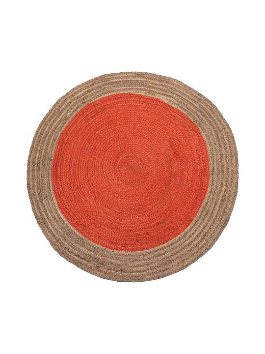 Silk Fashion 1707 Rug Round Summer from Jute Teracotta