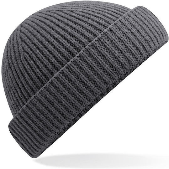 B383R Beanie Männer Beanie mit Rippstrick Dark Grey