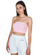 Kendall + Kylie Women's Summer Blouse Cotton Strapless Pink