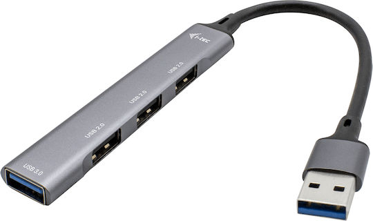 i-tec USB-Hub 4 Anschlüsse USB 3.0 mit USB-A Anschluss Silber
