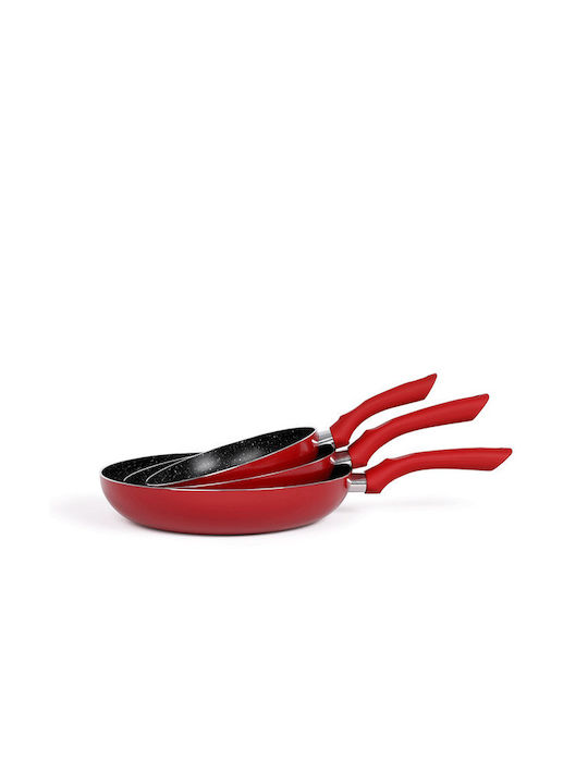 Livoo Set de tigăi din aluminiu Red cu strat de piatră 3buc