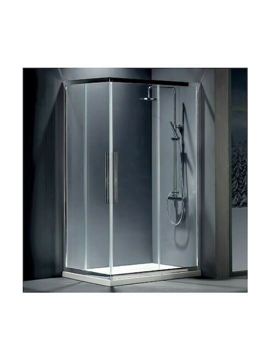Devon Flow Corner Entry Καμπίνα Ντουζιέρας με Συρόμενη Πόρτα 100x100x195cm Clean Glass Chrome