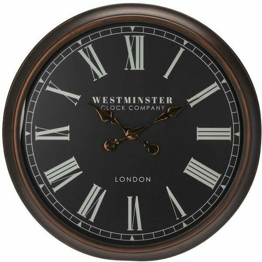 Westminister Αντικέ Ρολόι Τοίχου Πλαστικό Καφέ Ø76cm