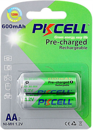 Pkcell Baterii Reîncărcabile AA Ni-MH 600mAh 1.2V 2buc