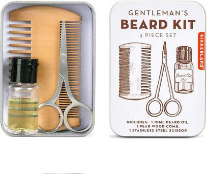 Kikkerland Gentleman's Beard Tin Beard & Moustache Grooming Set