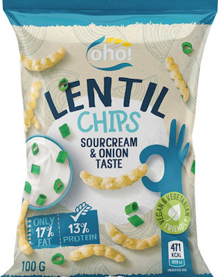 Oho! Lentil Chips Γαριδάκια από Φακές Sour Cream & Onion 100gr