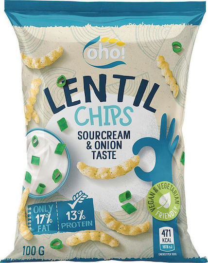 Oho! Lentil Chips Gepuffte Snacks aus Linsen Saure Sahne & Zwiebel 100gr