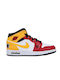 Air  1 Retro Mid Kids High Sneakers with Laces White / Varsity Red / Yellow