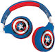 Lexibook Avengers Drahtlose Bluetooth Über Ohr Kinder Kopfhörer mit 12 Betriebsstunden Red / Blue HPBT010AV