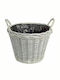JK Home Decoration Διακοσμητικό Καλάθι Ψάθινο με Χερούλια Γκρι Με Μαύρη Επένδυση 30x30x23εκ.