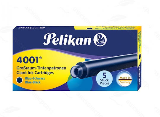 Pelikan 4001 5 Ανταλλακτικά Μελάνια για Πένα Μαύρα