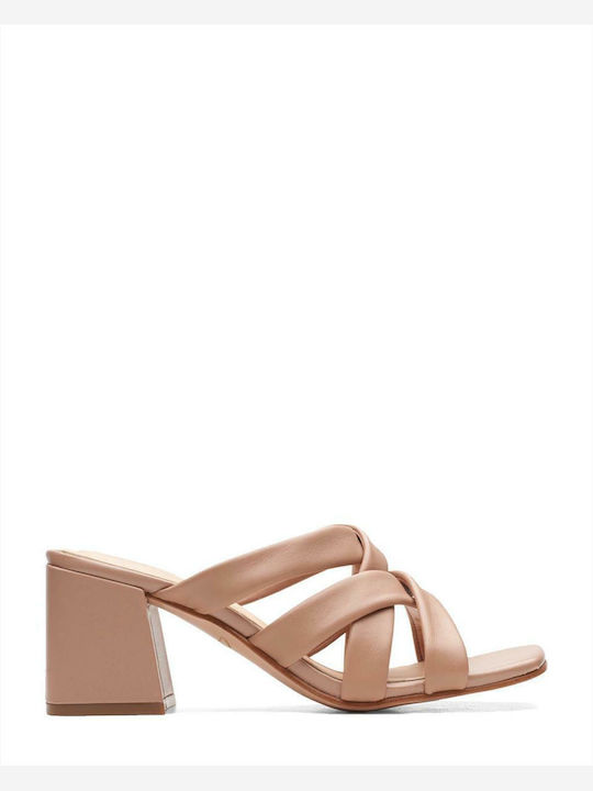 Clarks Sheer65 Step Δερμάτινα Πέδιλα Nude