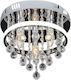 Rabalux Pallas Ceiling Mount Light 30cm Silver with Socket E14 with Crystals