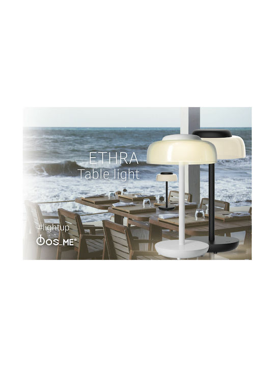 Fos me Ethra Metal Table Lamp LED with White Shade and Black Base