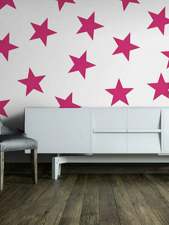 Wall Mural Pink Star Fabric Pink 300x210cm