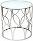 Round Glass Side Table Ασημί L56xW56xH61cm