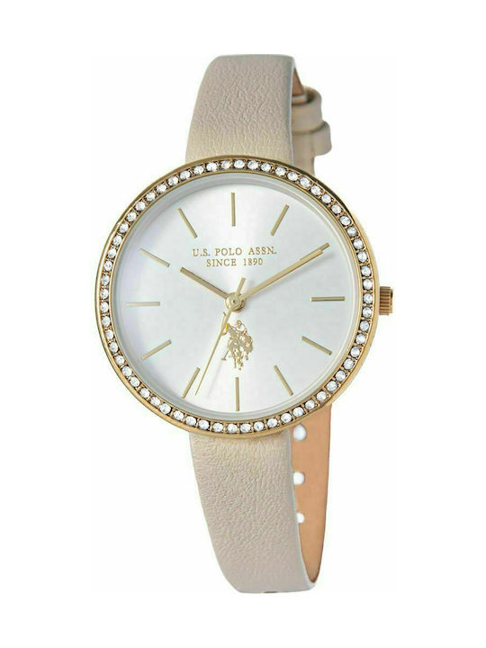 U.S. Polo Assn. Eclypse Watch with Beige Leather Strap