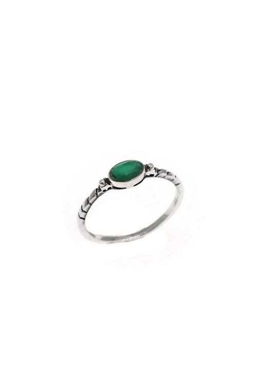 Silver 925 oval emerald stone ring