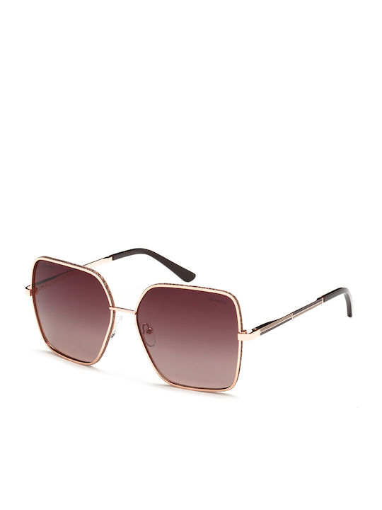 Solano Damen Sonnenbrille mit Rose Gold Metall Gestell und Polarisiert Linse