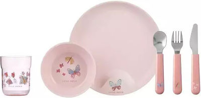 Little Dutch Feeding Set Flowers & Butterflies made of Plastic Pink 6pcs