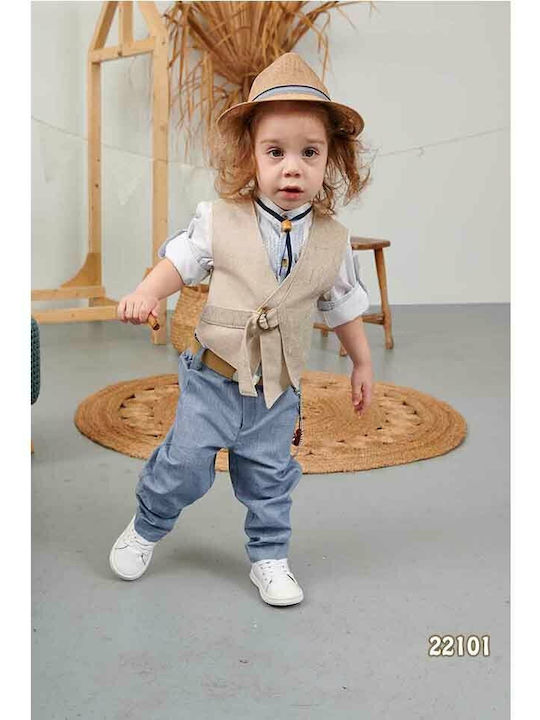 Bonito Baby Βαπτιστικό Κοστούμι με Γιλέκο για Αγόρι "22101" 5τμχ