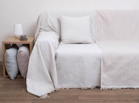 Viopros Armchair Throw Two Sides Jacquard 180x180cm Beige