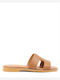 Zakro Collection Leather Women's Flat Sandals Tobacco