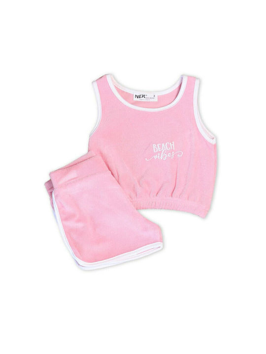 Nek Kids Wear Παιδικό Σετ με Σορτς Καλοκαιρινό 2τμχ Ροζ