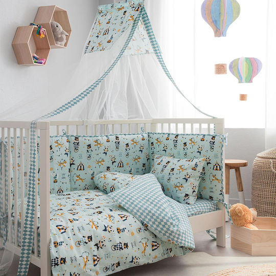 Vesta Home Baby Duvet Cover Set With Pillowcase Circus Turquoise 120x160cm