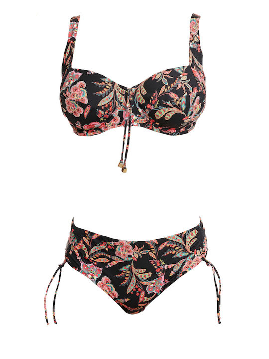 Set Bikini Floral Μαύρο
