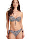 Bikini-Set Push-Up Blumen Blau