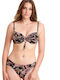 Bikini-Set Blumen Schwarz