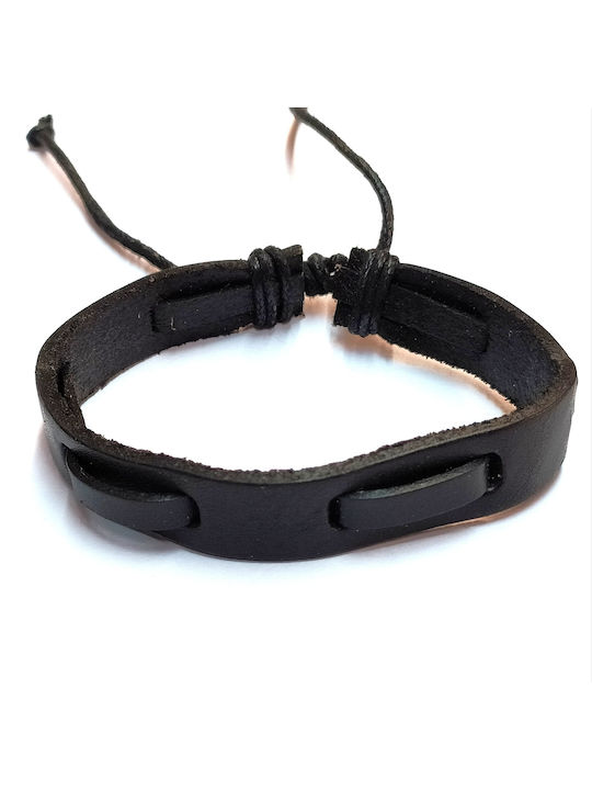 Men's leather bracelet black