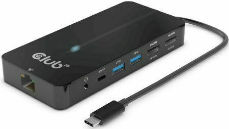 Club3D USB-C Docking Station με HDMI 4K PD Ethernet και συνδεση 2 Οθονών Μαύρο (CSV-1595)