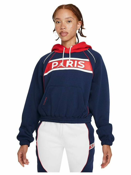 Paris Saint-Germain Women's Sweatshirt Hooded Midnight Navy/University Red