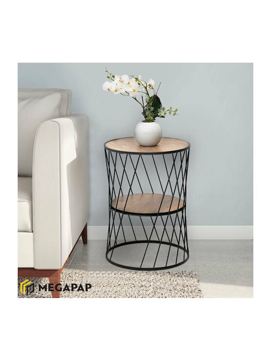 Round Side Table Jaspin Wooden Black / Walnut 3...