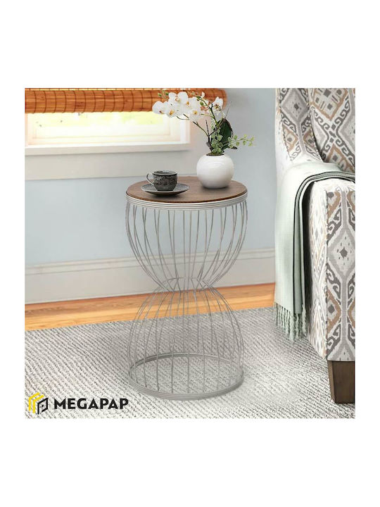 Round Side Table Pino Wooden Walnut / White M35...