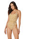 Lida Wide Strap Open Back Padded Swimsuit 9- Yellow